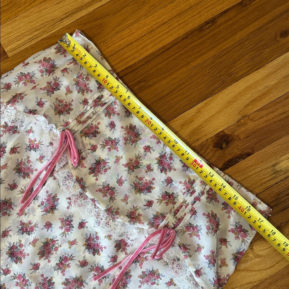 For Love And Lemons Etienne Cream and Pink Floral Midi Skirt - Picture 10 of 15